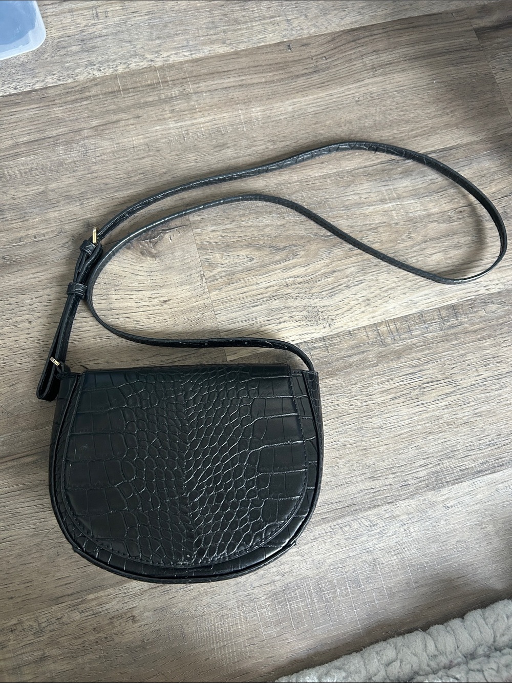 a new day Black Croc-Embossed Crossbody Saddle Bag